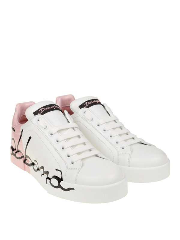 White Dolce And Gabbana Pink Trainers Dolce Gabbana Portofino Low