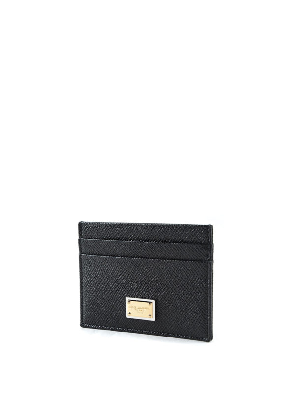 DOLCE & GABBANA: portafogli online - Portacarte in pelle nera Dauphine