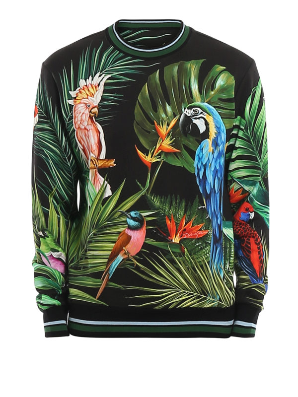 DOLCE & GABBANA: Sweatshirts & Sweaters - Parrots printed sweatshirt