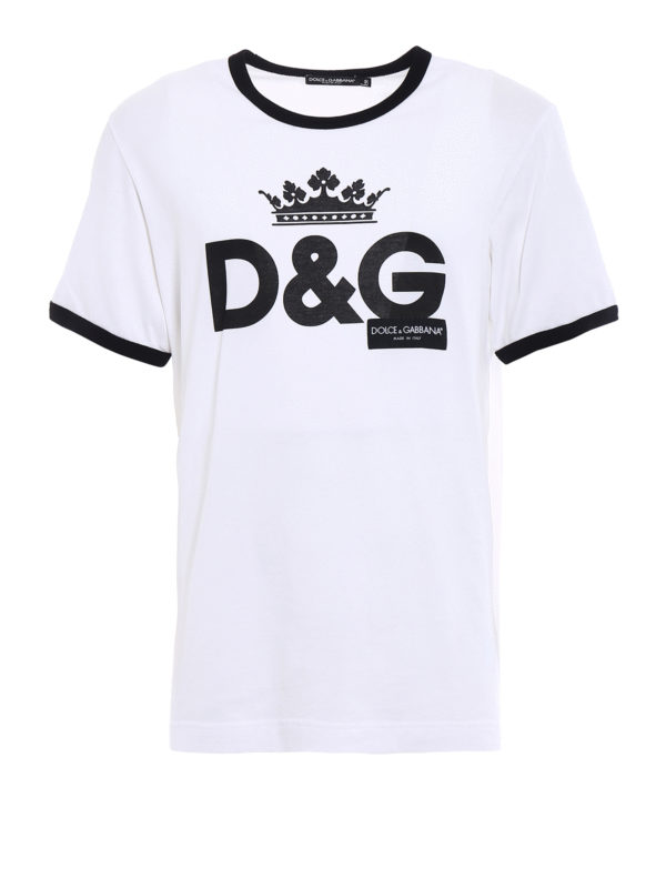 Dolce & Gabbana DG Crown print cotton T-shirt|G8HV0THP706HWI40