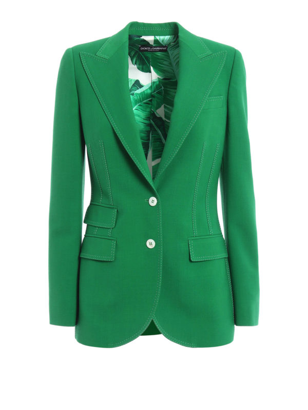 DOLCE & GABBANA: Vestes de costume - Blazer Ajustée Vert  Pour Femme