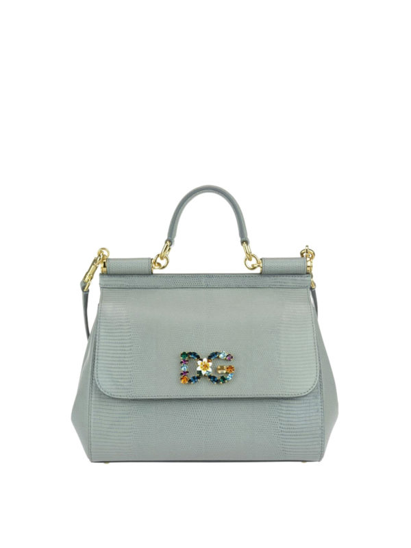 Dolce & Gabbana Sicily M jewel logo leather bag