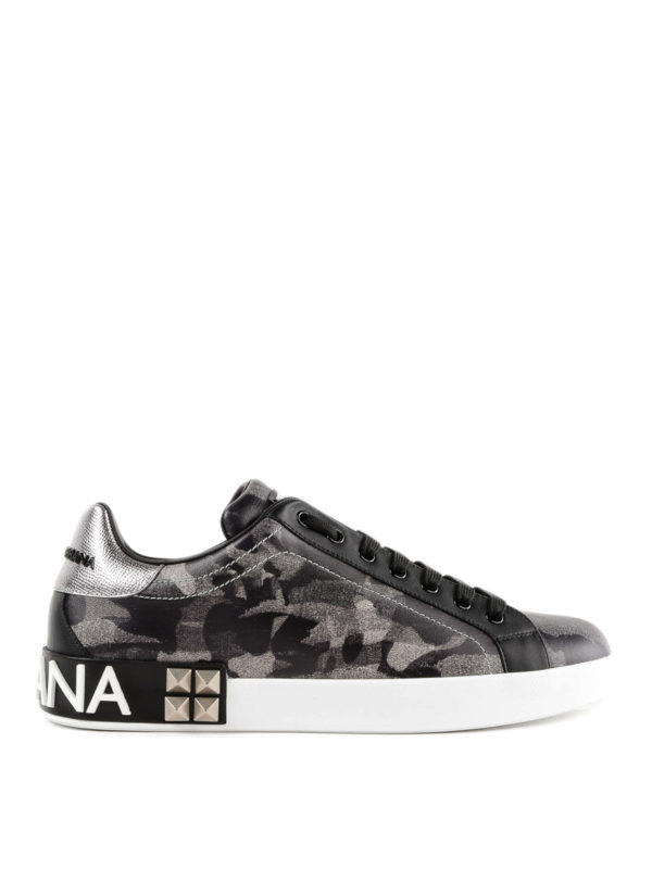 DOLCE & GABBANA: trainers - Portofino grey camouflage sneakers