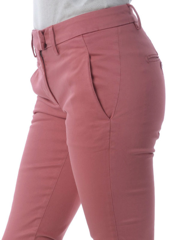 Dondup Perfect stretch cotton pink slim trousers