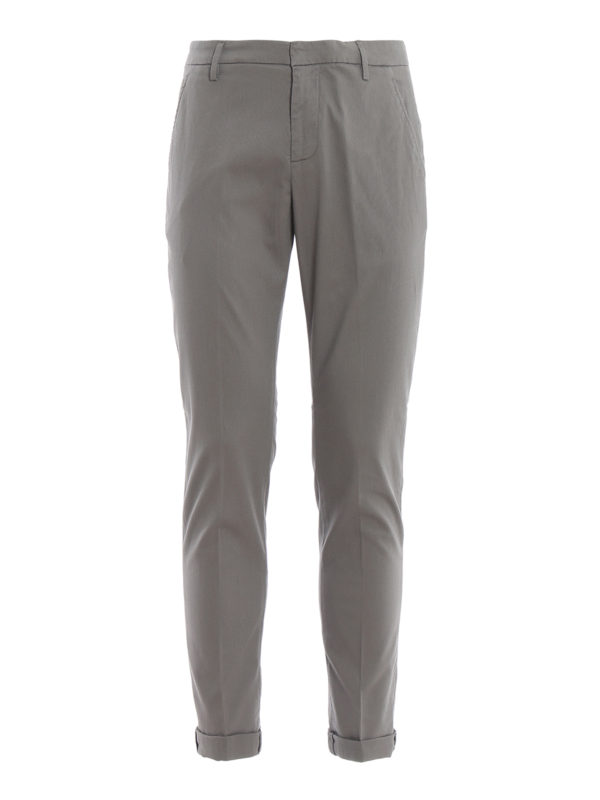 DONDUP: casual trousers - Gaubert grey cotton blend chino trousers