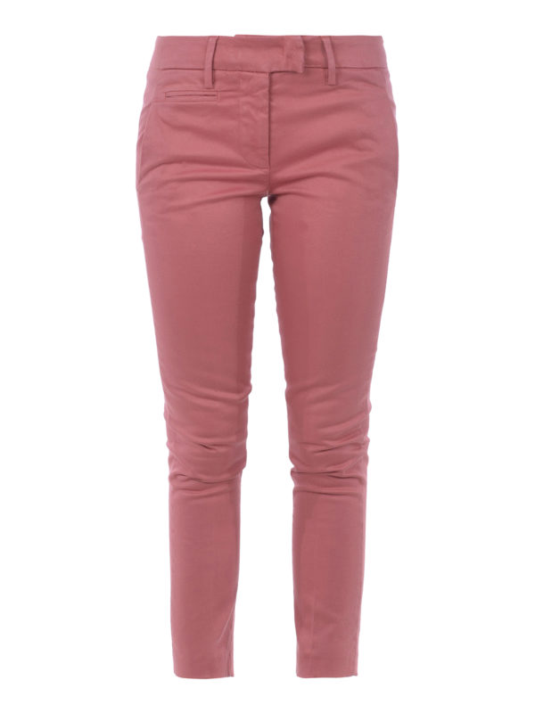 Dondup Perfect stretch cotton pink slim trousers