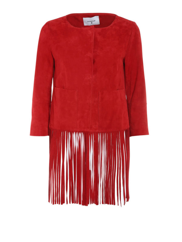 DONDUP: leather jacket - Fringed suede jacket