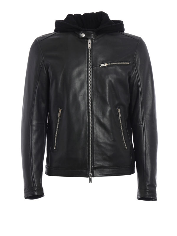 DONDUP: leather jacket - Lambskin Biker jacket