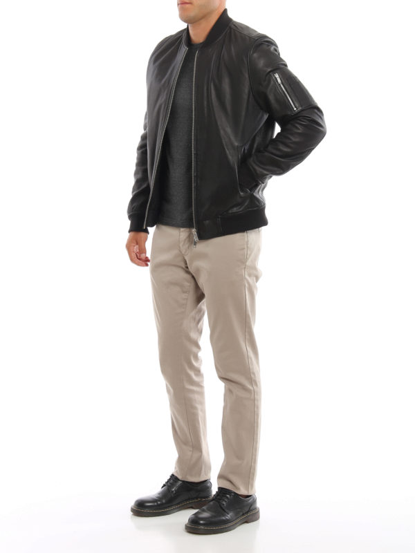 DONDUP: leather jacket online - Black leather bomber jacket