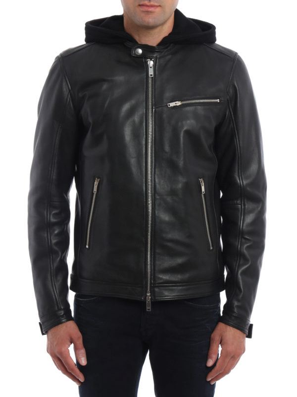 DONDUP: leather jacket online - Lambskin Biker jacket