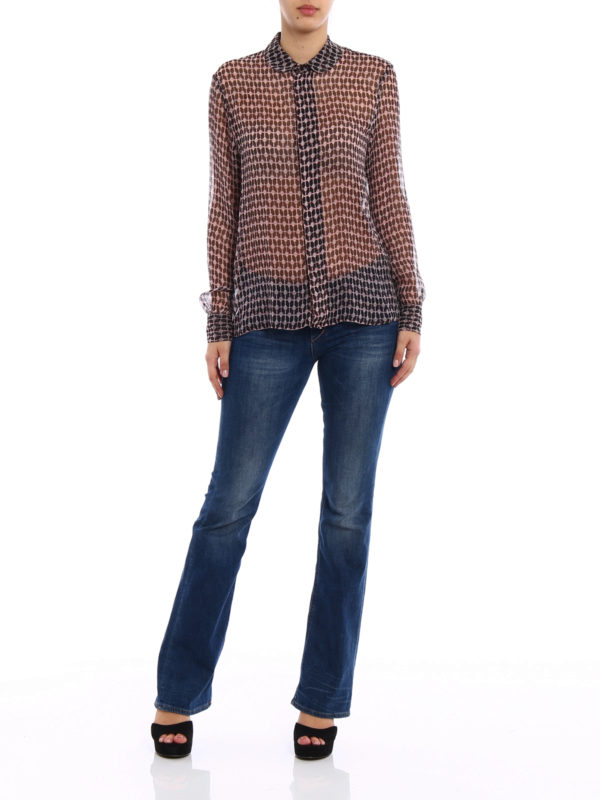 DONDUP: shirts online - Sheer patterned silk shirt