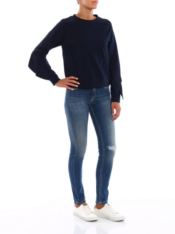 DONDUP: Sweatshirts & Sweaters online - Zaffiro ruffled sleeve sweatshirt