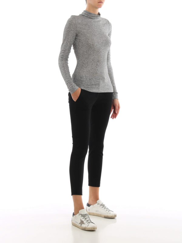 Dondup Silver lurex turtleneck sweater Silver S803JS0231DXXX952