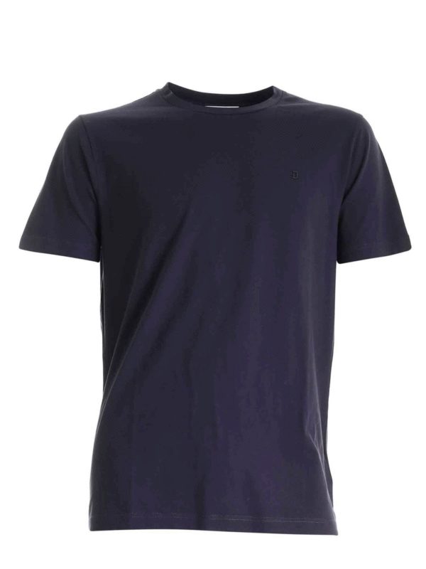 DONDUP: t-shirt - T-shirt blu con logo in metallo