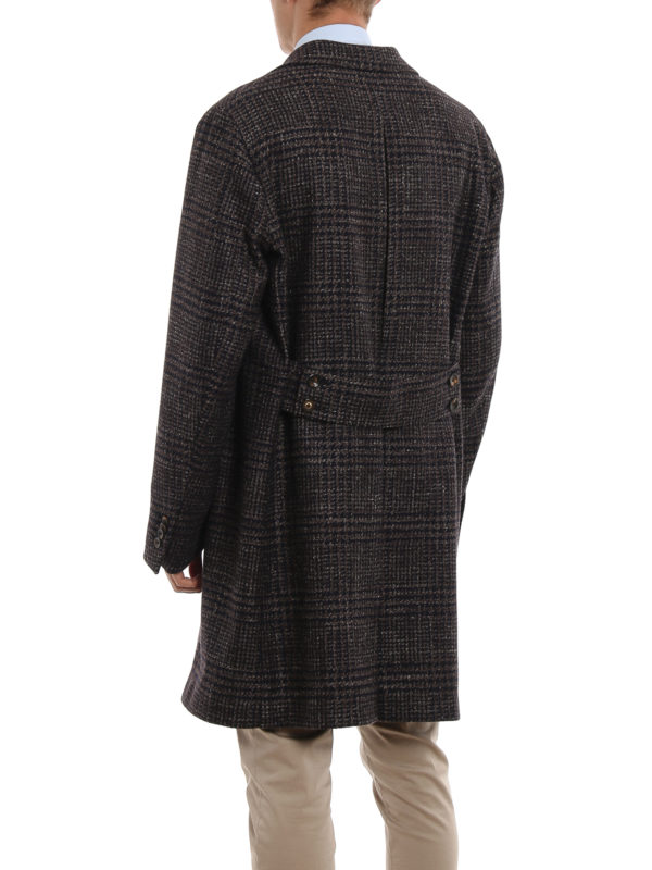 Double-breasted checked wool coat shop online: BOGLIOLI
