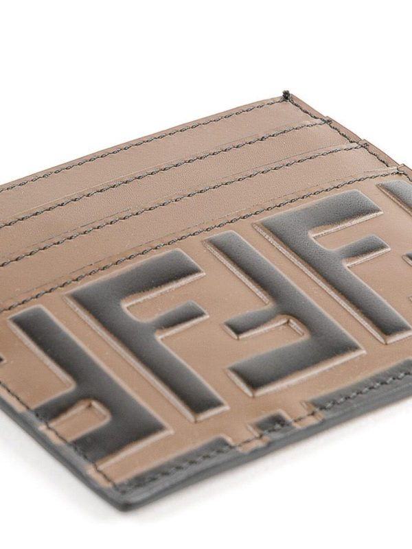 Double F pattern leather card holder shop online: FENDI