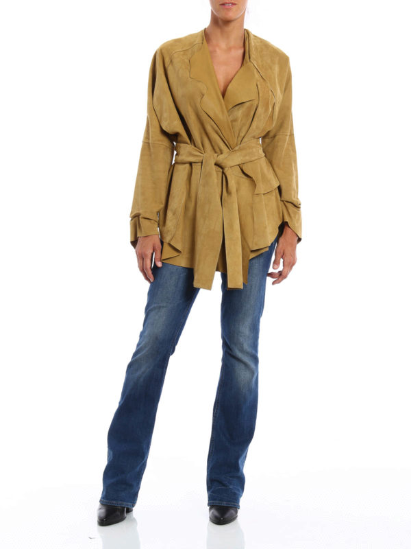 Draped leather jacket shop online: LOEWE