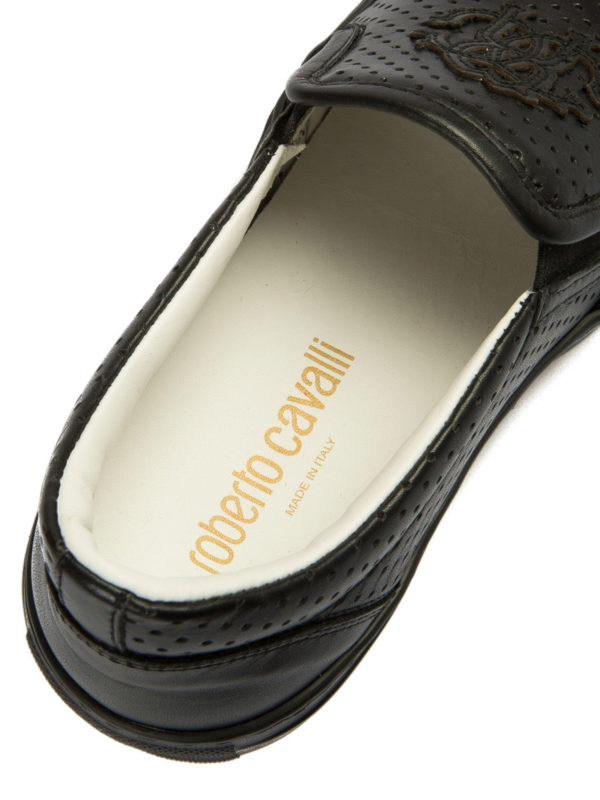 Drilled leather slip-ons shop online: ROBERTO CAVALLI