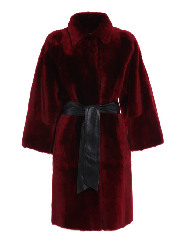 Drome: Fur & Shearling Coats - Belted reversible shearling coat