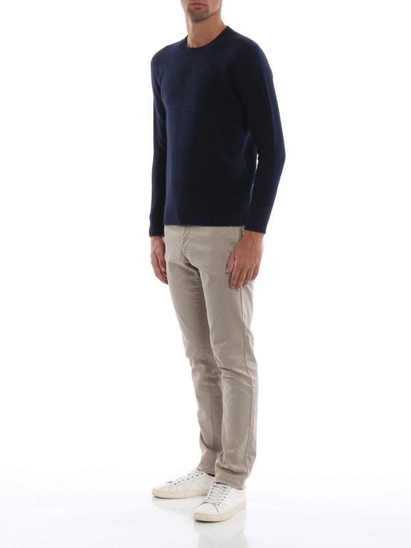 DRUMOHR: maglia collo rotondo online - Girocollo blu in lambswool garzato