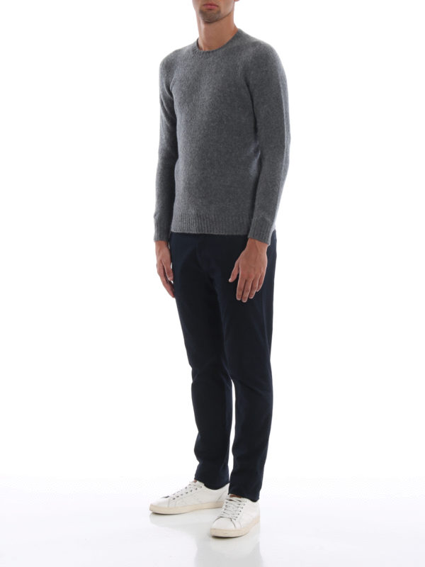 DRUMOHR: crew necks online - Grey brushed lambswool sweater