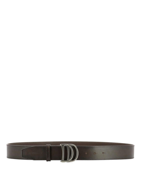DSQUARED2: belts - DD buckle brown leather belt