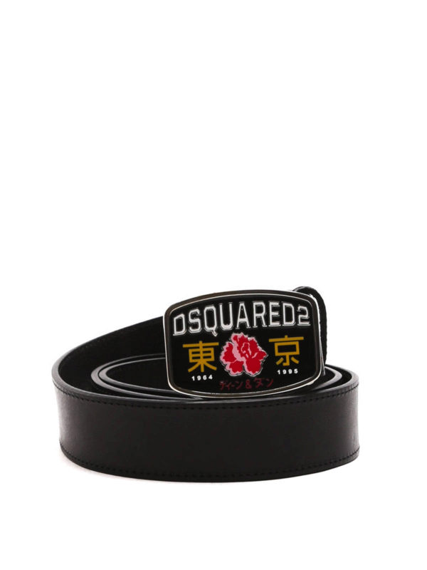 DSQUARED2: Cinturones - Cinturón Negro Para Hombre