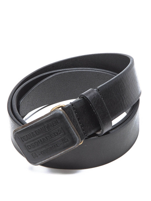 DSQUARED2: belts - Leather logo patch belt