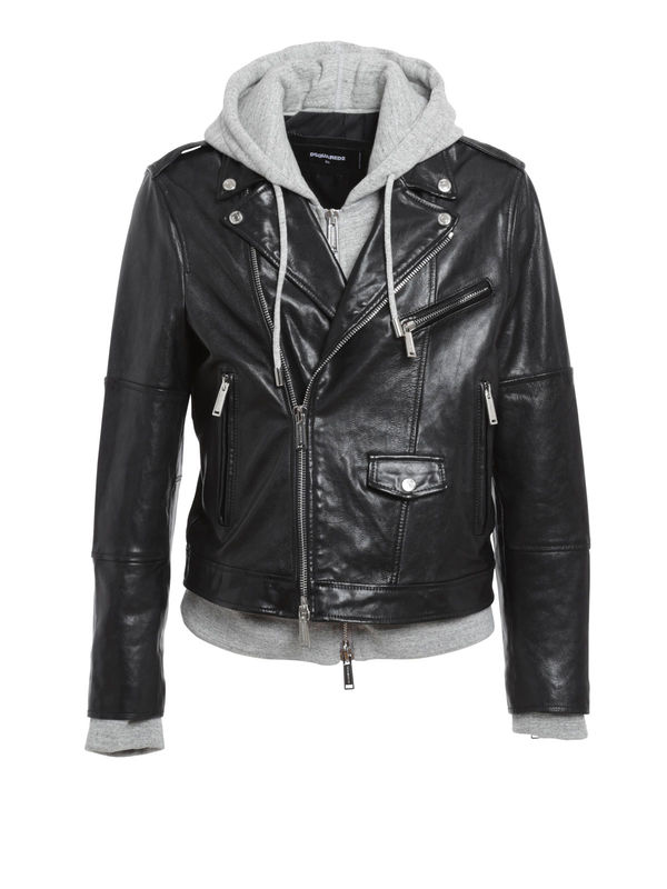 DSQUARED2: biker jackets - Leather biker jacket