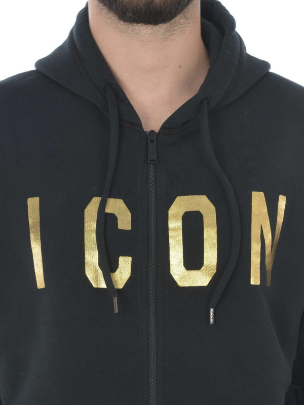 DSQUARED2 buy online Felpa con cappuccio e stampa Icon dorata