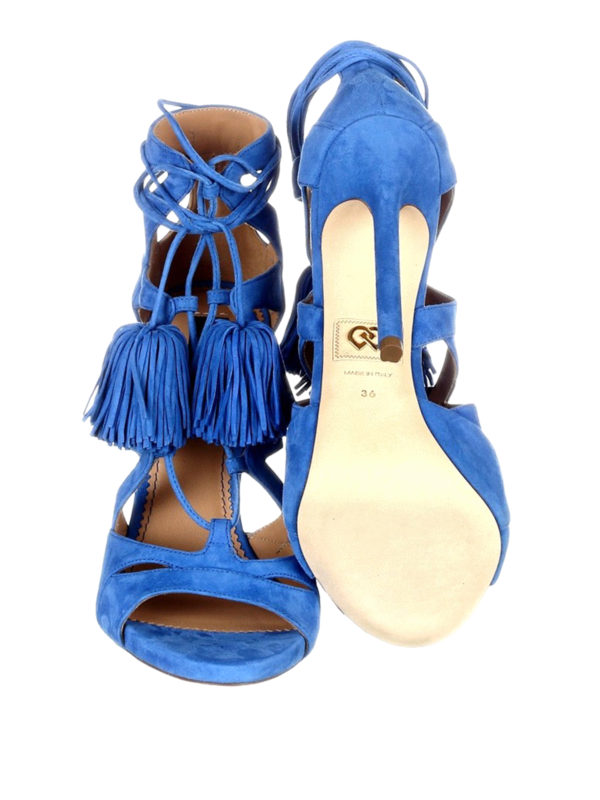DSQUARED2 buy online Tie Me Up light blue suede sandals