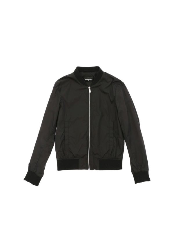 DSQUARED2: casual jackets - Black bomber jacket with logo