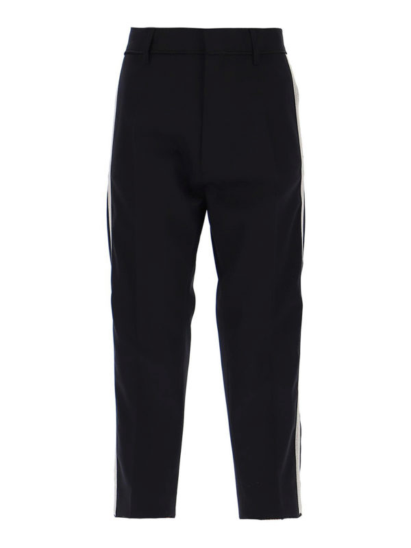 DSQUARED2: pantaloni casual - Pantaloni cropped con bande sui fianchi