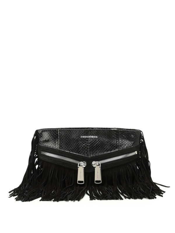 Dsquared2 Rock suede fringed clutch Black W17CL2070529M802
