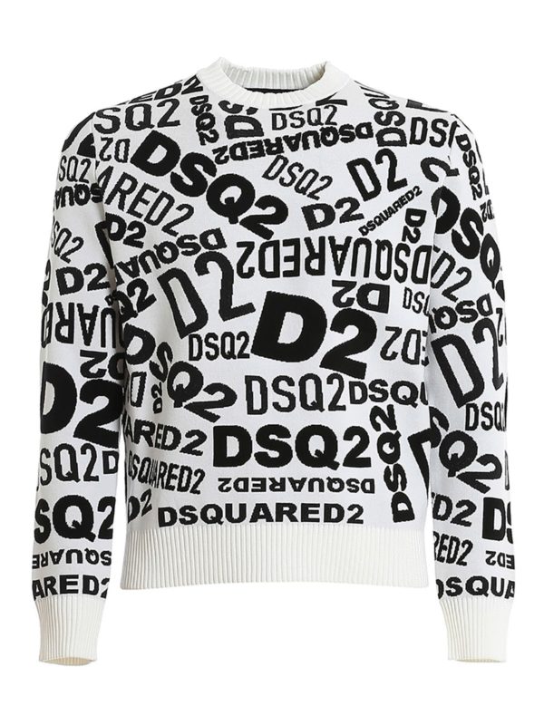 DSQUARED2: crew necks - Multi logo jumper