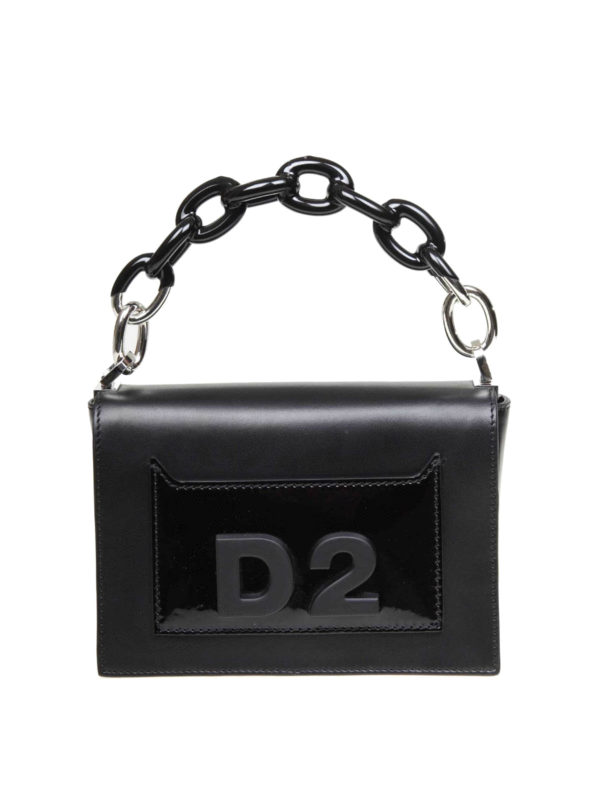 DSQUARED2: cross body bags - D2 black leather small bag
