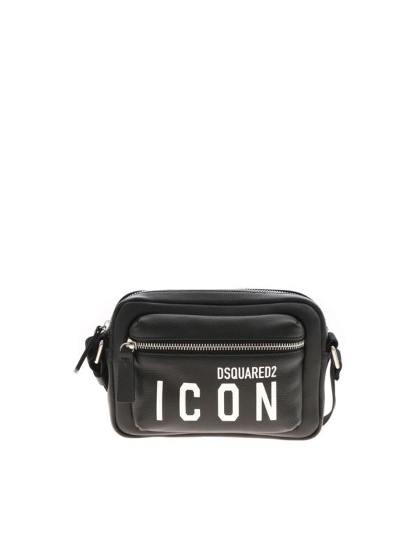 Dsquared2 Icon print leather bag in black|CBW002125103905M063