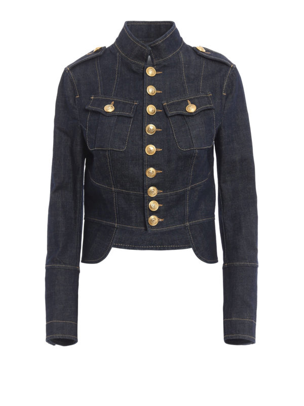 DSQUARED2: denim jacket - Denim livery crop jacket