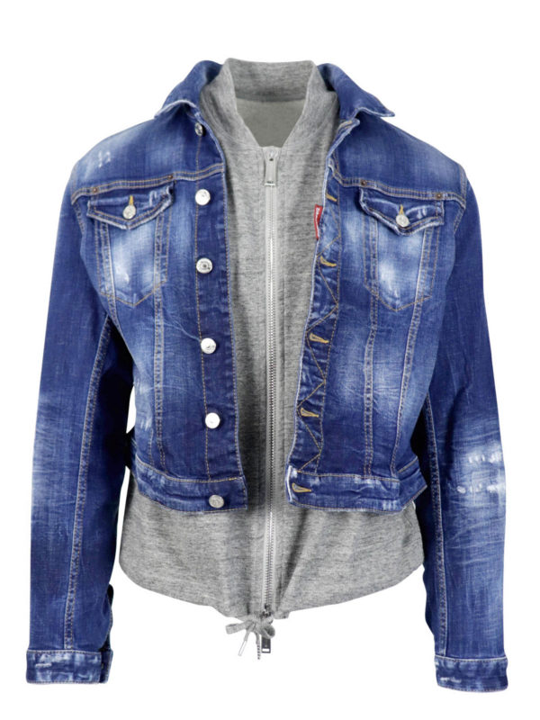 DSQUARED2: denim jacket - Layered effect denim jacket