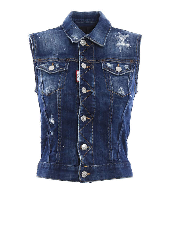 DSQUARED2: denim jacket - Sleeveless denim jacket