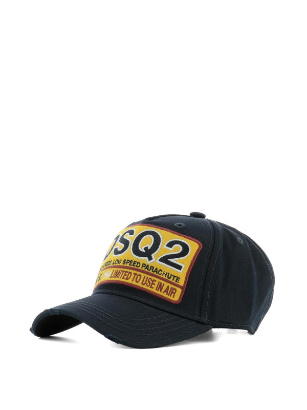 DSQUARED2: hats & caps - DSQ2 blue cotton baseball cap