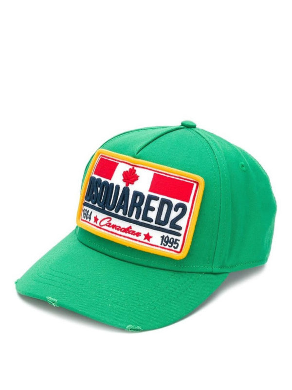 DSQUARED2: hats & caps - Light green cotton baseball cap