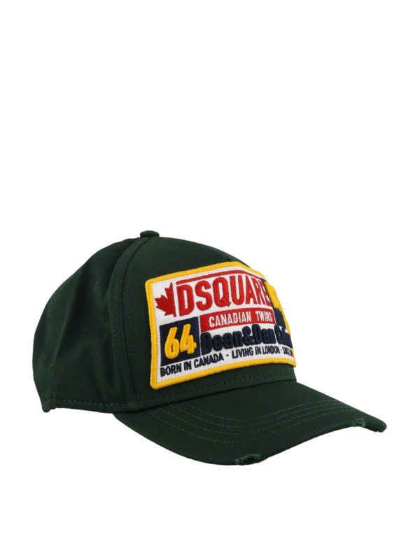 DSQUARED2: hats & caps - Logo patch dark green baseball cap