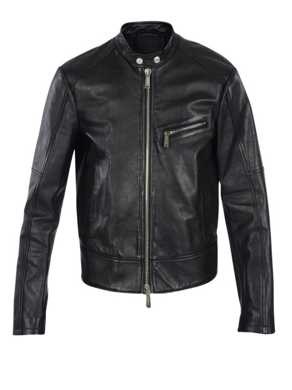 DSQUARED2: leather jacket - Biker-inspired zip leather jacket