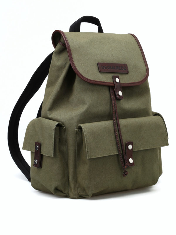 DSQUARED2: backpacks online - Bad Scout army green backpack