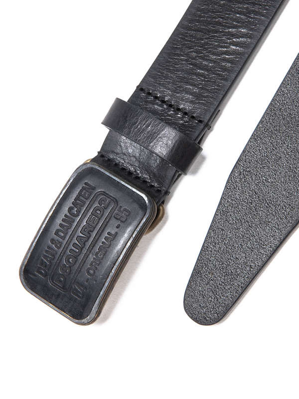 DSQUARED2: belts online - Leather logo patch belt