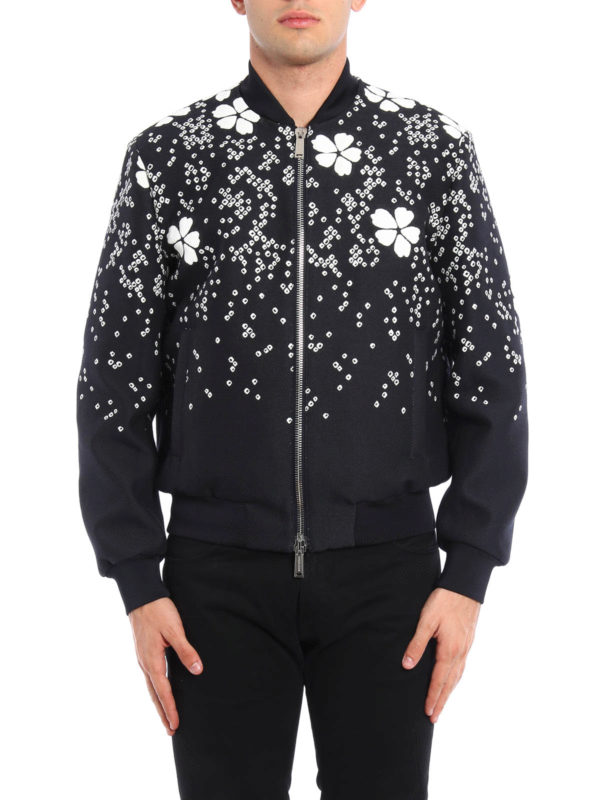 DSQUARED2: bombers online - Embroidered flower bomber jacket
