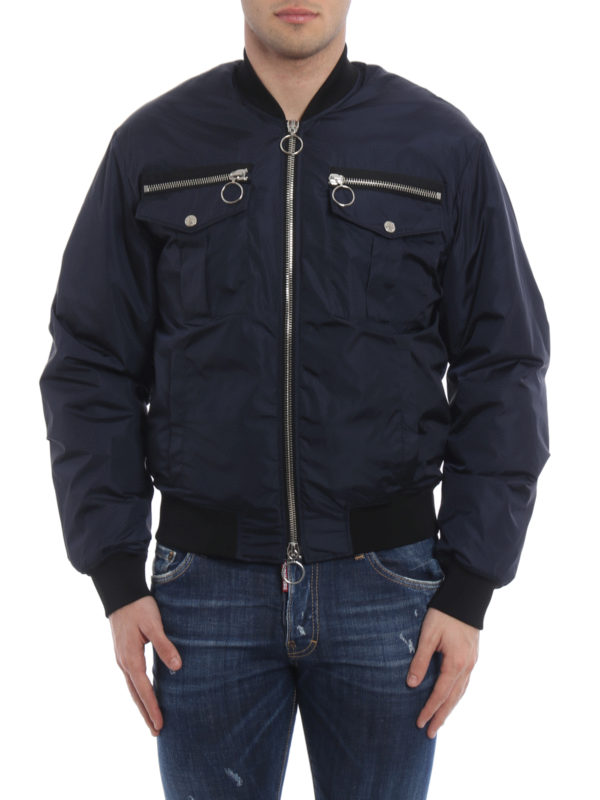 DSQUARED2: bombers online - Zip detailed bomber jacket