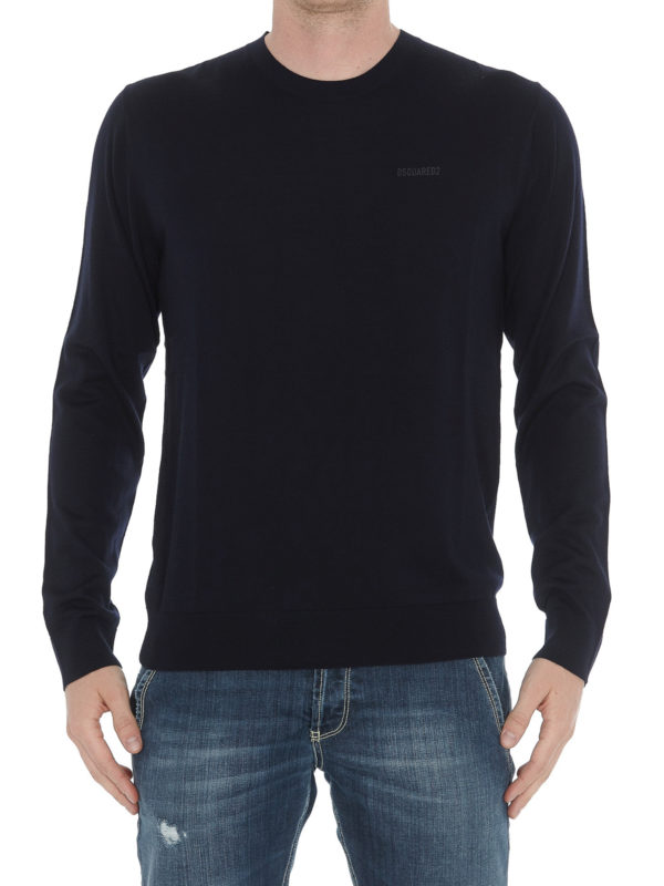 DSQUARED2: Suéteres con cuello pico online - Suéter Cuello Redondo - Azul Oscuro