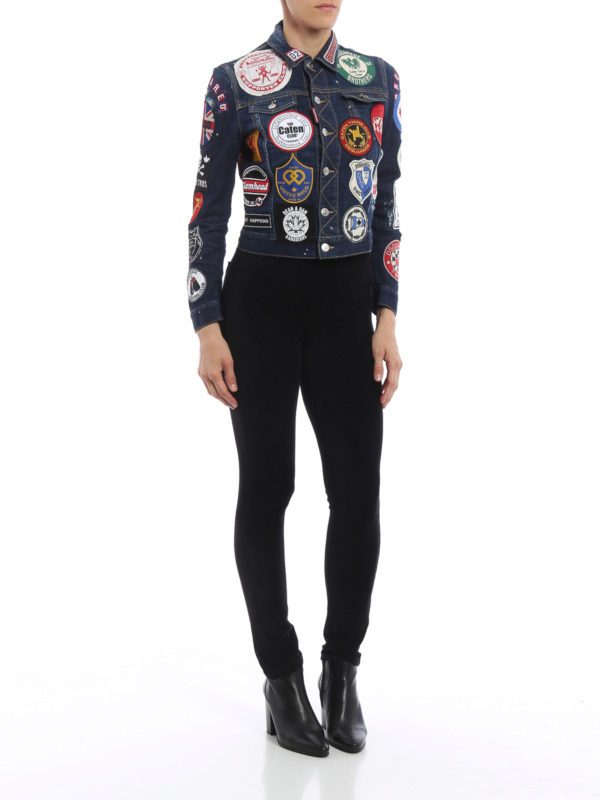 DSQUARED2: denim jacket online - Denim jacket with patches